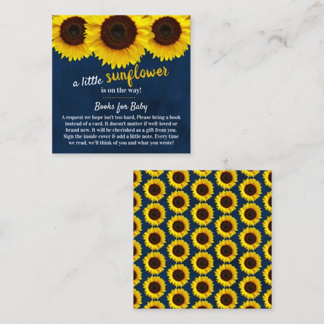 Sunflower Baby Shower Book Request Enclosure Card (Front/Back)