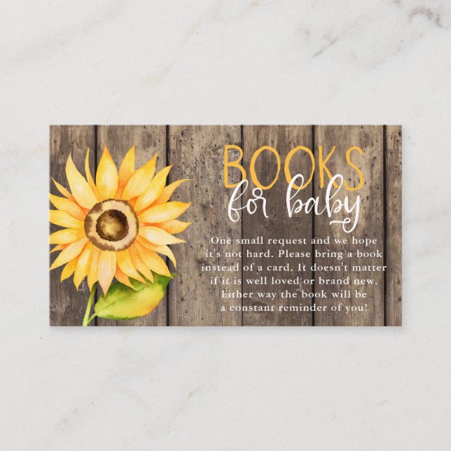 Sunflower Baby Shower Book Request Enclosure Card (Front)