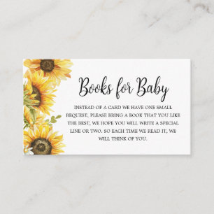 Sunflower Baby Shower Books for Baby Enclosure Card