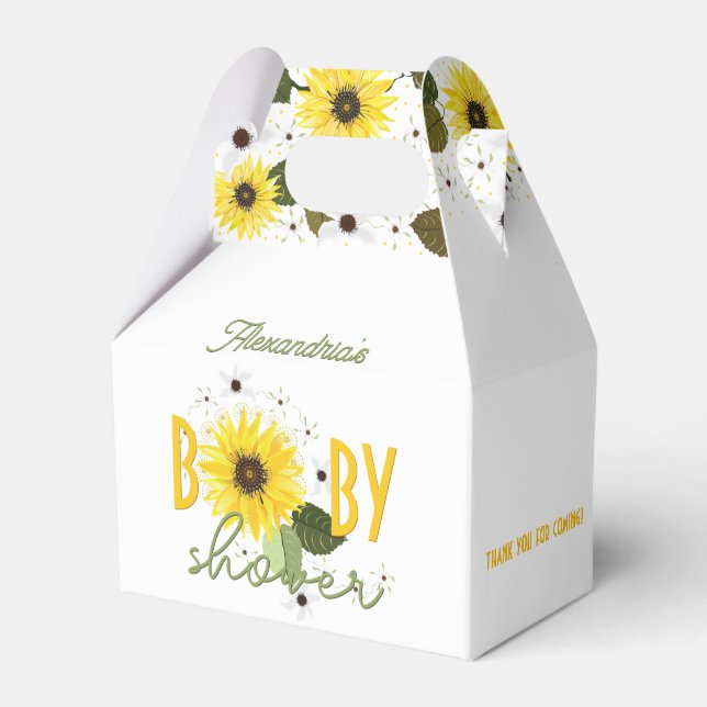 Sunflower Baby Shower Favor Box (Front Side)