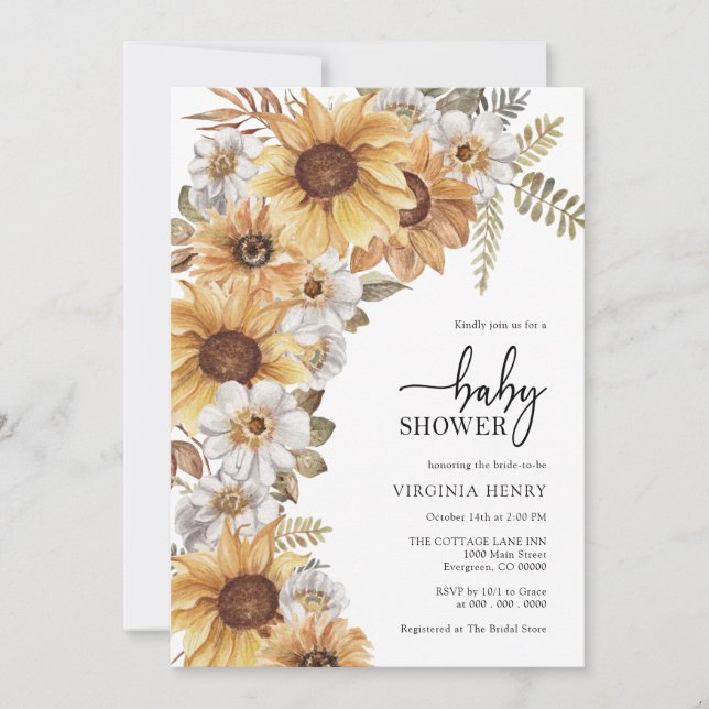 Sunflower Baby Shower Invitation (Front)