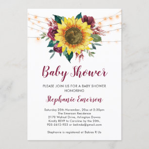 Sunflower Baby Shower Lights Floral Invitation