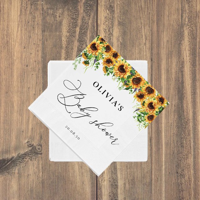 Sunflower Baby Shower Paper Napkins (Creator Uploaded)