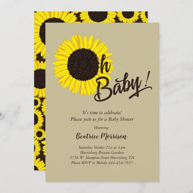 Sunflower Baby Shower Summer Invitation (Front/Back)