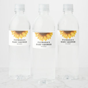 Sunflower Baby Shower Water Bottle Label