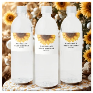 Sunflower Baby Shower Water Bottle Label