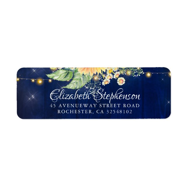 Sunflower Baby's Breath Daisy Rustic Navy Blue (Front)