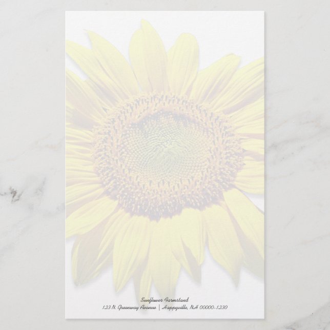 Sunflower Background Blank Custom Note Paper (Front)