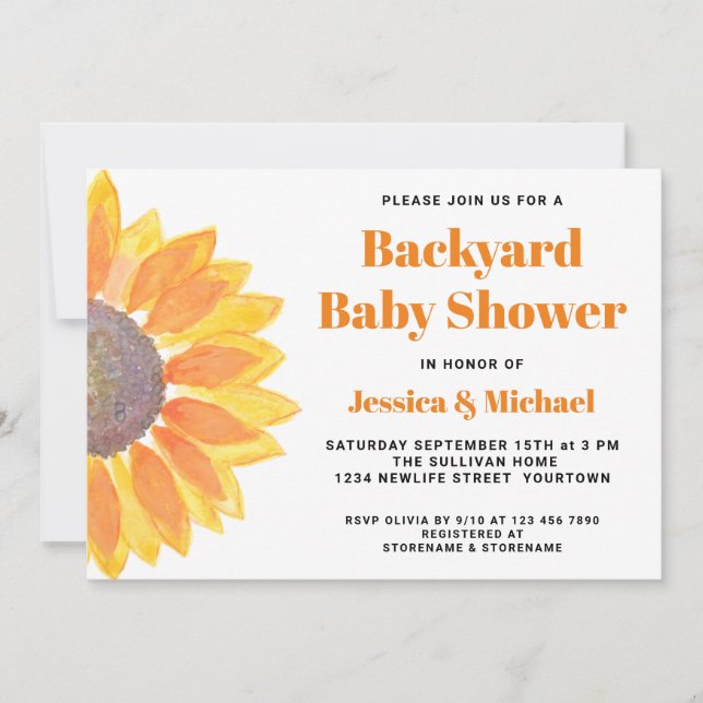 Sunflower Backyard Couples Baby Shower Invitation (Front)