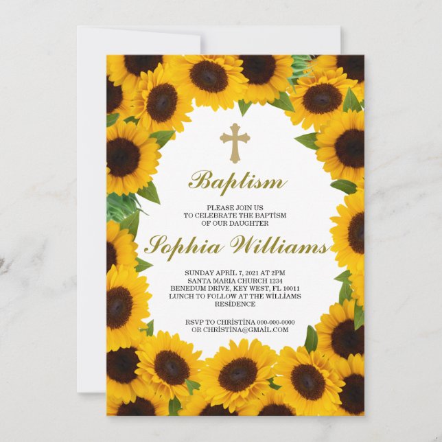 Sunflower Baptism İnvitation Invitation (Front)