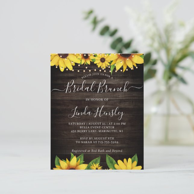 Sunflower Barn Wood String Lights Bridal Brunch (Standing Front)