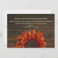 Sunflower & Barnwood Rustic Wedding Invitation