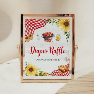 Sunflower BBQ Baby Shower Diaper Raffle Poster