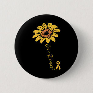 Sunflower Be Kind Childhood Cancer Ribbon Awarenes 2 Inch Round Button