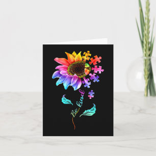 Sunflower Be Kind Puzzle Piece Autism Awareness Mo Card