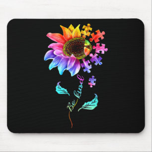 Sunflower Be Kind Puzzle Piece Autism Awareness Mo Mouse Pad