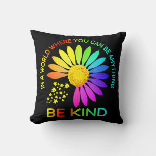Sunflower Be Kind Puzzle Support Autism Awareness Throw Pillow