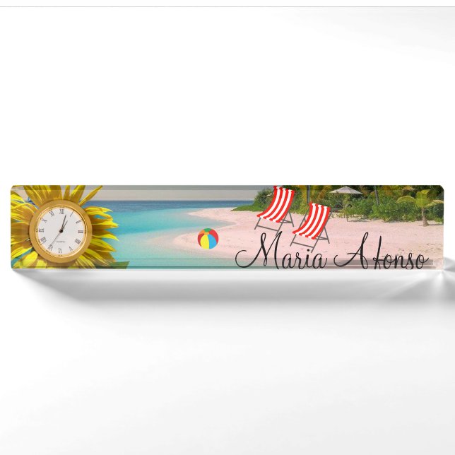 Sunflower Beach Desk Nameplate (Front)