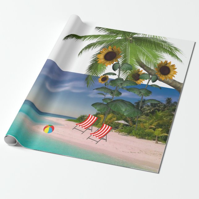 Sunflower Beach Matte Wrapping Paper (Unrolled)