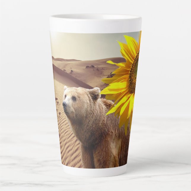 Sunflower Bear Floral Latte Mug (Front)