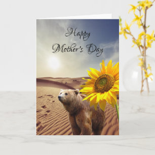 Sunflower Bear  Mother's Day Folded Greeting Card