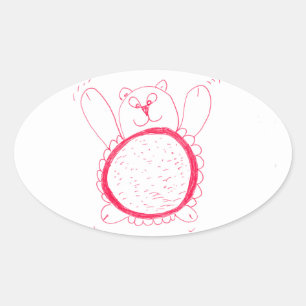 Sunflower Bear Oval Stickers