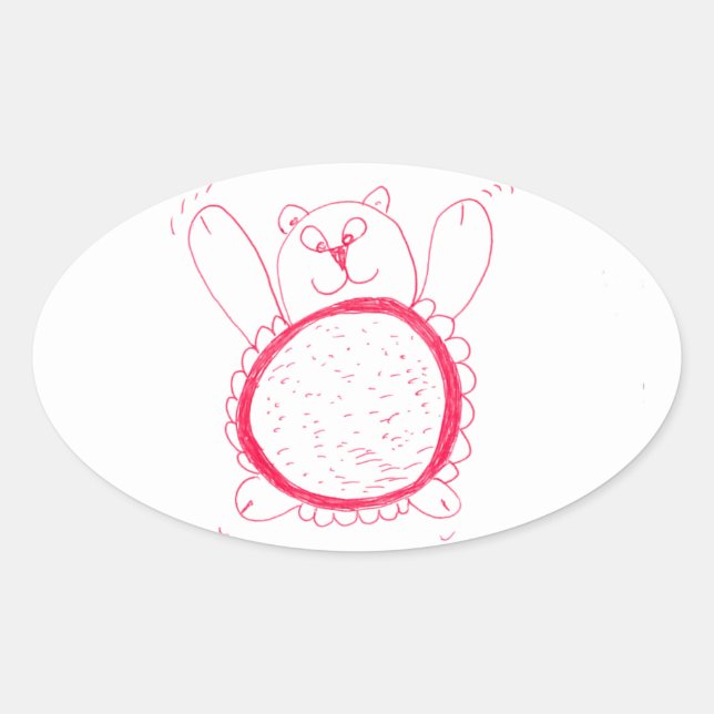 Sunflower Bear Oval Stickers (Front)
