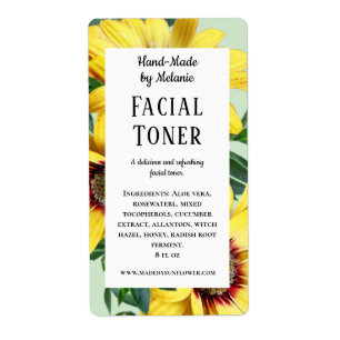 Sunflower Beauté Soins personnels Toner Étiquette 