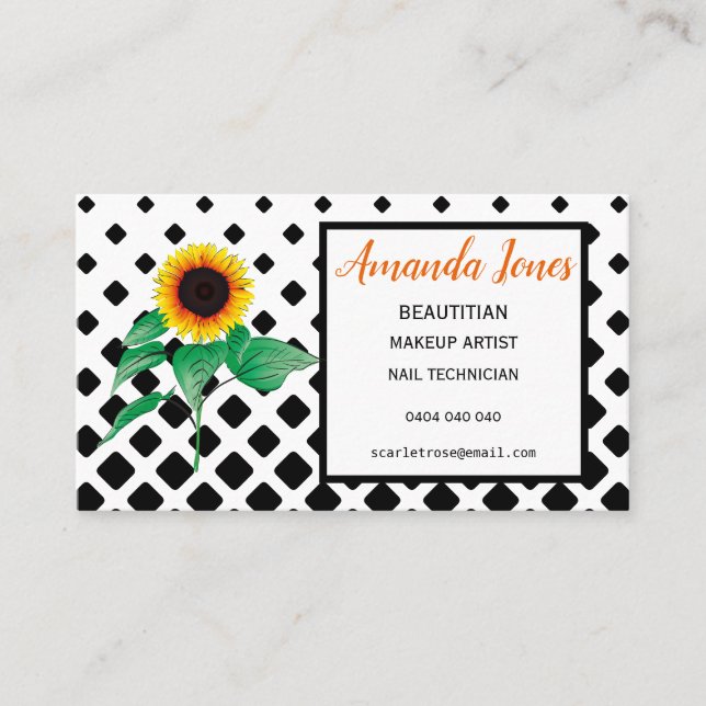 Sunflower Beautician Nomination Cartes de visite (Devant)