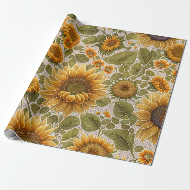 Sunflower Beautiful Trendy Collection Wrapping Paper (Unrolled)