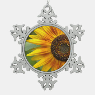 Sunflower beauty snowflake pewter christmas ornament
