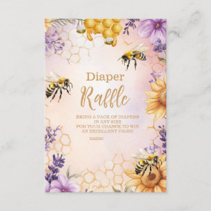 Sunflower Bee Baby Shower Diapper Raffle Enclosure Card