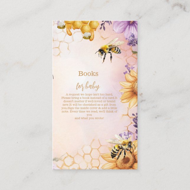 Sunflower Bee Baby Shower Mommy Books for Baby Enclosure Card (Front)