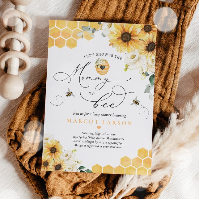Sunflower Bee Baby Shower Mommy To Bee Baby Shower Invitation (Creator Uploaded)