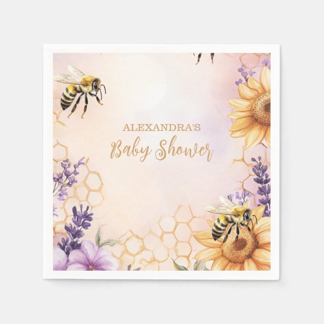 Sunflower Bee Baby Shower Mommy To Bee Baby Shower Napkin (Front)