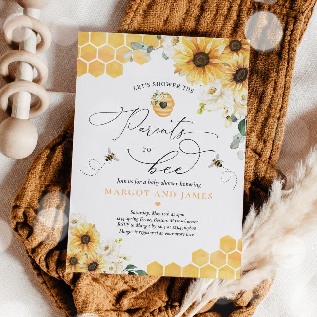 Sunflower Bee Baby Shower Parents To Bee Invitation (Creator Uploaded)