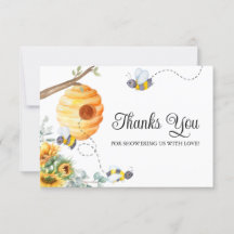 Sunflower Bee Baby Shower Thank You