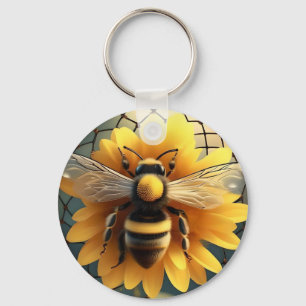 Sunflower Bee Dreamcatcher, Keychain