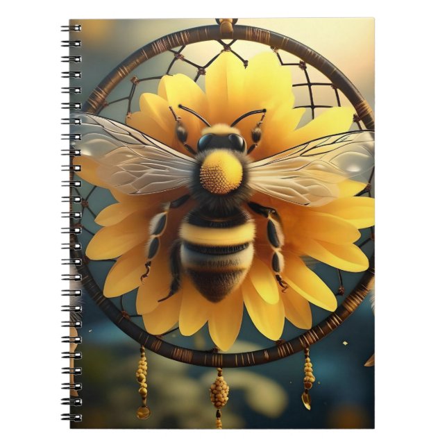 Sunflower Bee Dreamcatcher, Notebook (Front)