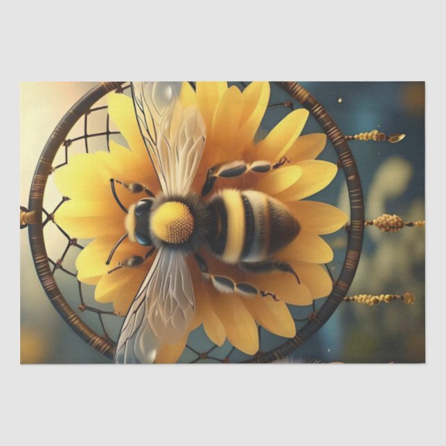 Sunflower Bee Dreamcatcher, Tissue Paper (Front)