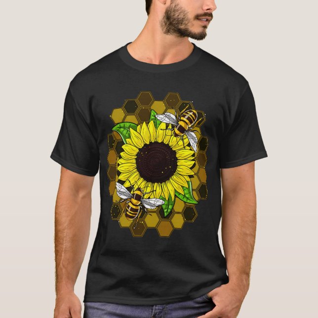 Sunflower Bee Hippie T-Shirt (Front)