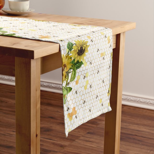 Sunflower Bee Hive Honeycomb Golden Honey  Medium Table Runner (In Situ)