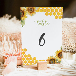 Sunflower Bee Honey Baby Shower Table Number