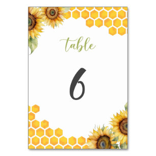 Sunflower Bee Honey Baby Shower Table Number