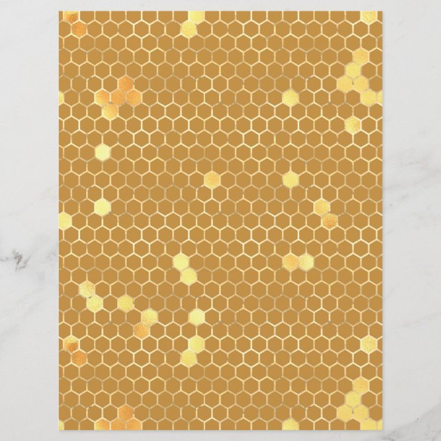 Sunflower Bee Honeycomb Scrapbook Paper Sheet (Front)