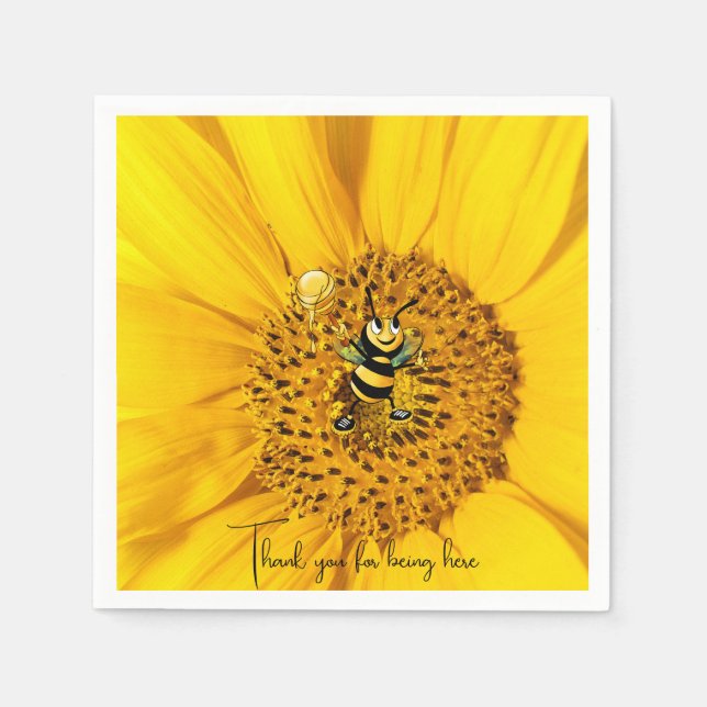 Sunflower & Bee  Napkin (Front)