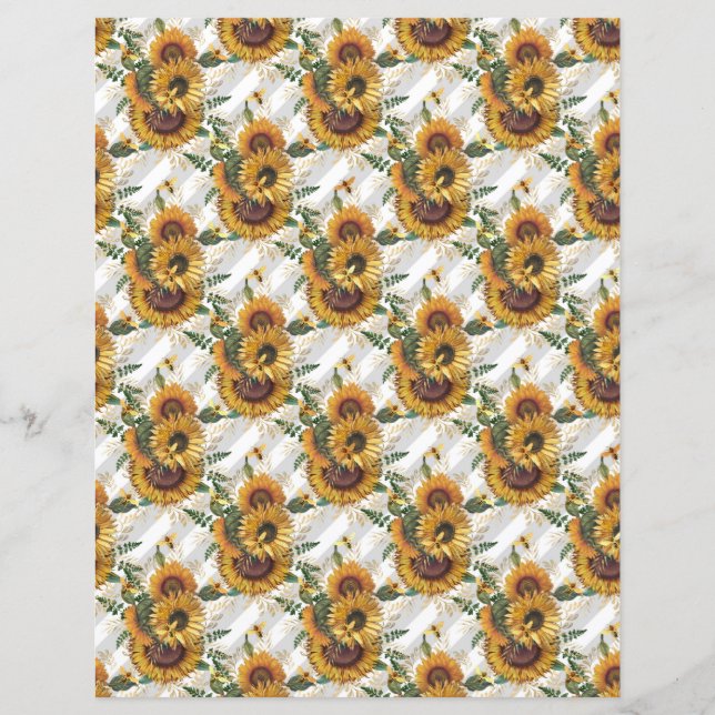 Sunflower Bee Scrapbook Paper Sheet (Front)