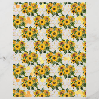 Sunflower Bee Scrapbook Paper Sheet