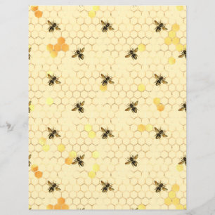 Sunflower Bee Scrapbook Paper Sheet