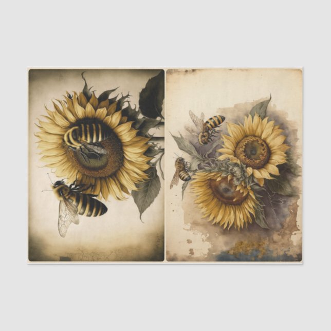 Sunflower Bees  Tissue Paper (Front)